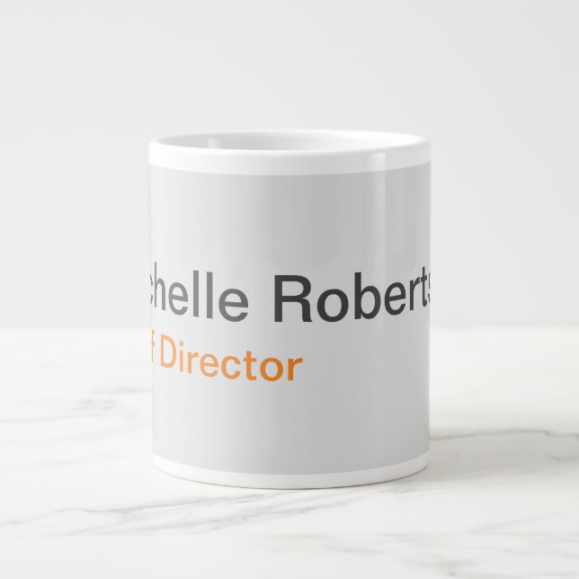 Modern Plain Minimalist Add Own Name Large Coffee Mug (Front)