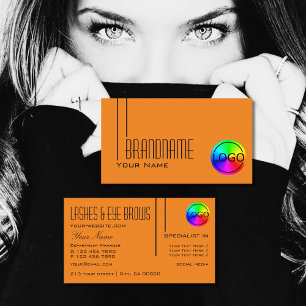 Modern Plain Orange Yellow with Logo Professional Business Card