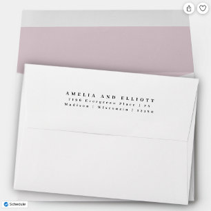 Modern Plain Pale Lavender Return Address 5x7 Envelope