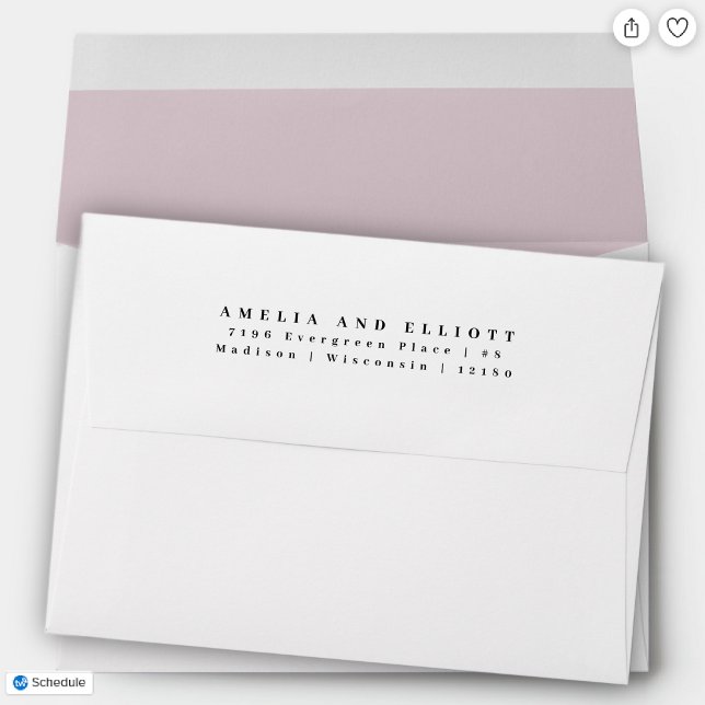 Modern Plain Pale Lavender Return Address 5x7 Envelope (Creator Uploaded)