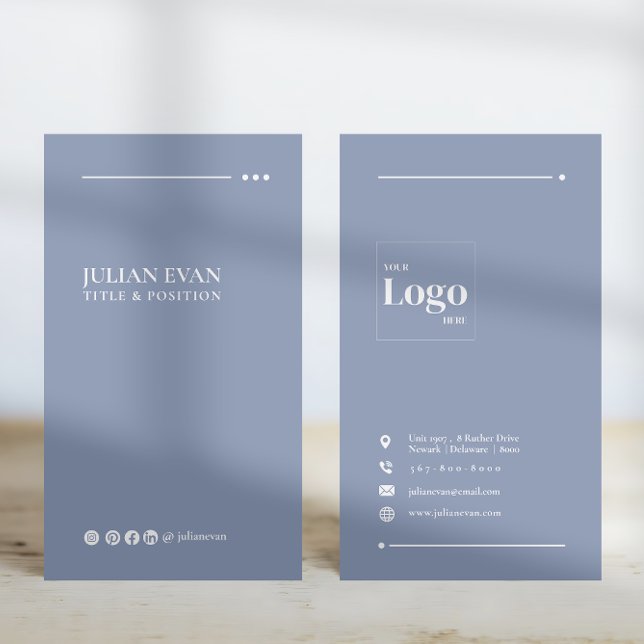 Modern Plain Professional Dusty Blue Mental Health Business Card (Creator Uploaded)