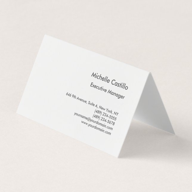 Modern Plain Professional Minimalist Folded Business Card (Front)