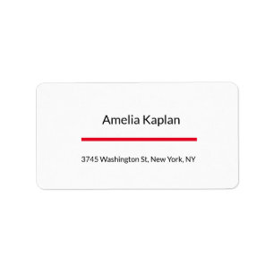 Modern Plain Red White Minimalist Professional Label