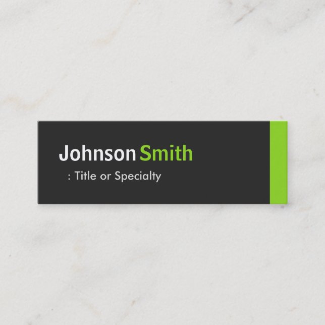 Modern Plain Simple Black and Mint Green Mini Business Card (Front)