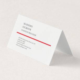 Modern Plain Simple Black Red White Minimalist  Business Card