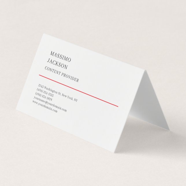 Modern Plain Simple Black White Minimalist  Business Card (Front)