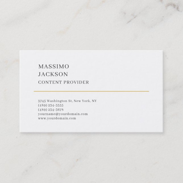 Modern Plain Simple Black White Minimalist  Business Card (Front)