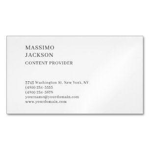 Modern Plain Simple Black White Minimalist  Magnetic Business Card
