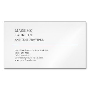 Modern Plain Simple Black White Minimalist  Magnetic Business Card
