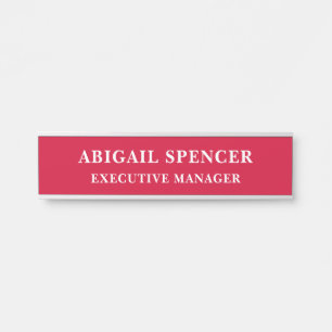 Modern Plain Simple Cherry Red Professional Door Sign