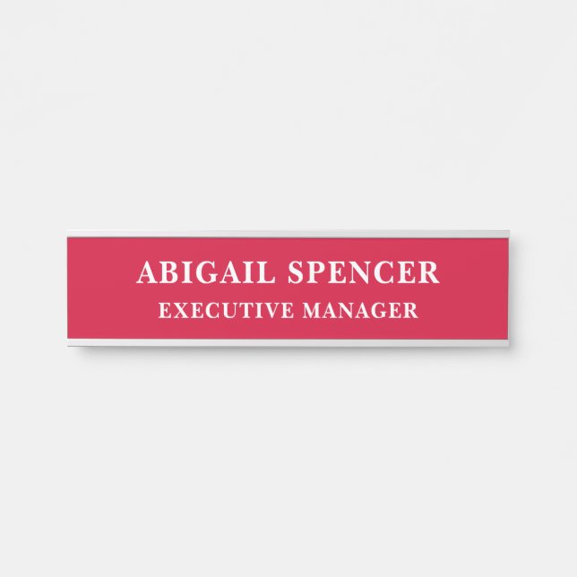 Modern Plain Simple Cherry Red Professional Door Sign (Front)