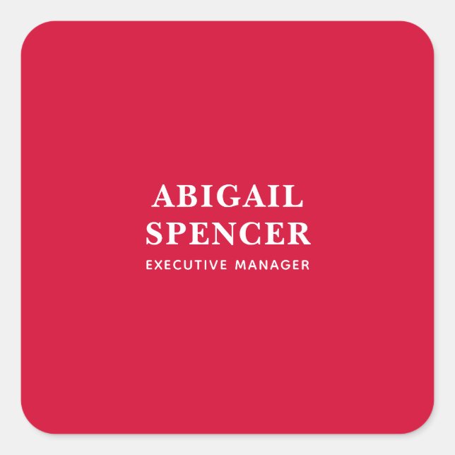 Modern Plain Simple Cherry Red Professional Square Sticker (Front)