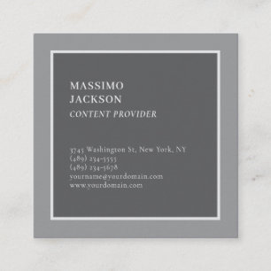 Modern Plain Simple Grey Minimalist  Square Business Card