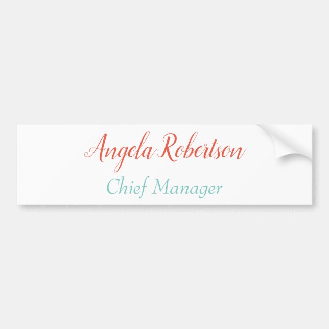 Modern plain simple minimalist add name bumper sticker (Front)