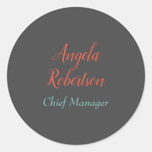 Modern plain simple minimalist add name classic round sticker