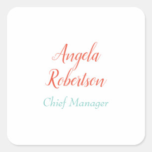Modern plain simple minimalist add name square sticker