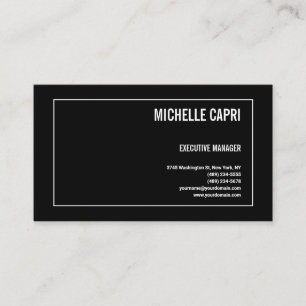 Modern Plain Simple Minimalist Black White Business Card