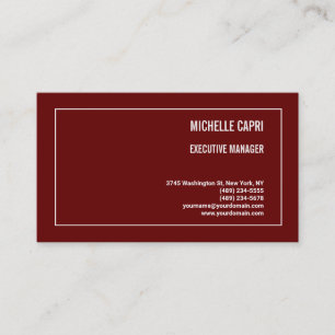Modern Plain Simple Minimalist Dark Red Business Card