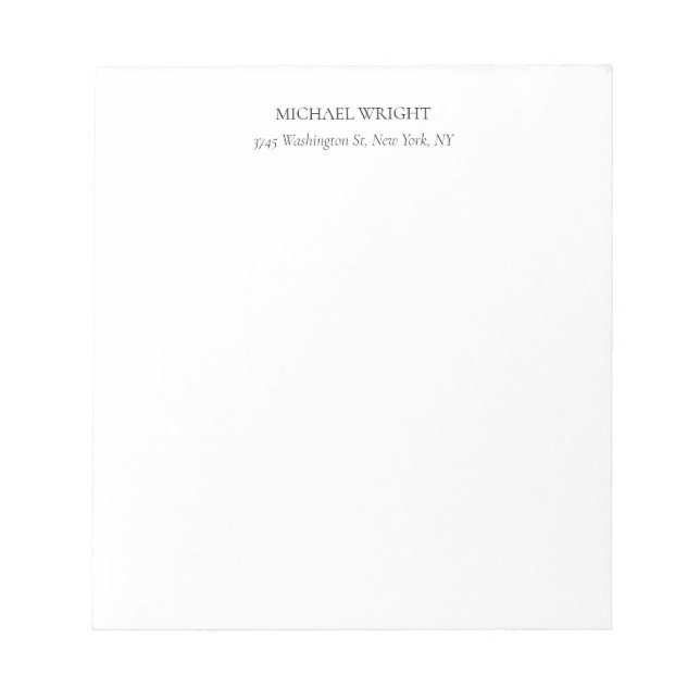 Modern Plain Simple Minimalist Notepad (Front)