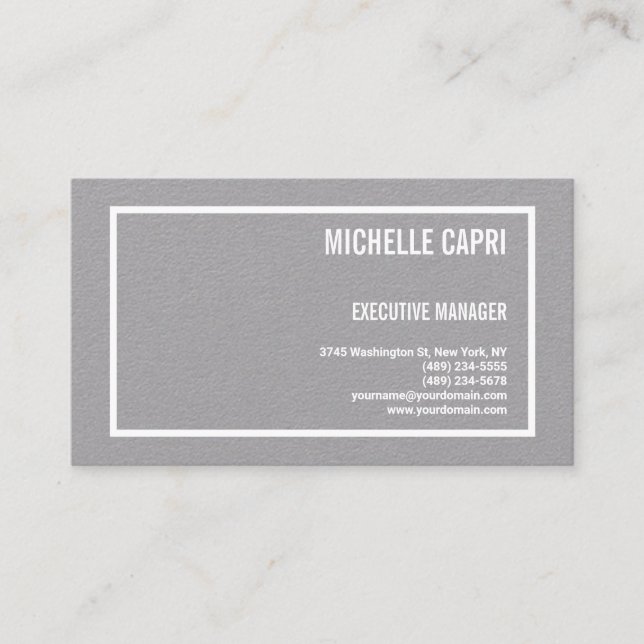Modern Plain Simple Minimalist Premium Grey Business Card (Front)