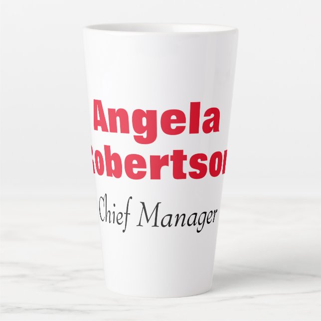 Modern plain simple minimalist red white add name latte mug (Front)