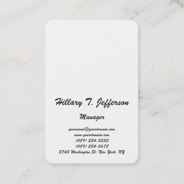 Modern plain simple minimalist script handwriting business card (Front)