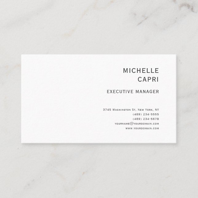 Modern Plain Simple Minimalist Style Contemporary Business Card (Front)
