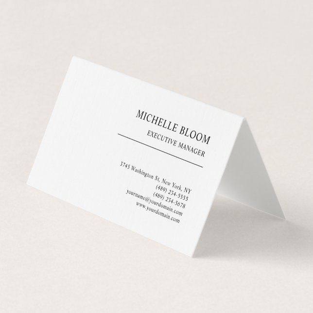Modern Plain Simple Professional Minimalist Linen Business Card (Front)