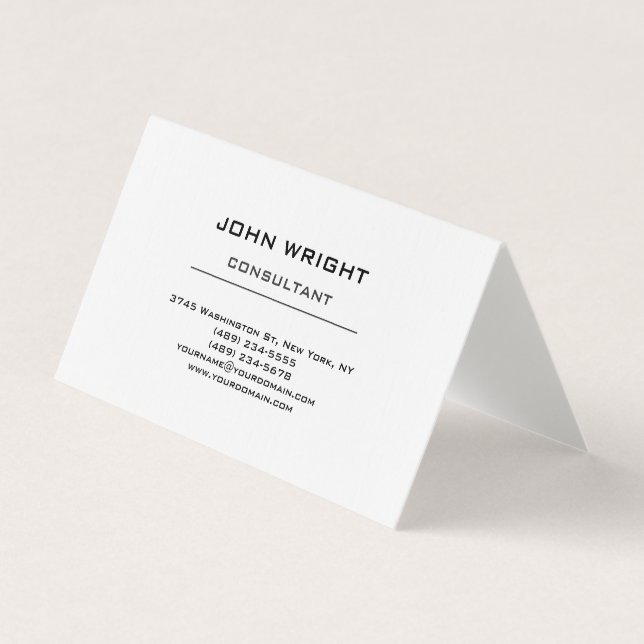 Modern Plain Simple White Attractive Stylish Business Card (Front)