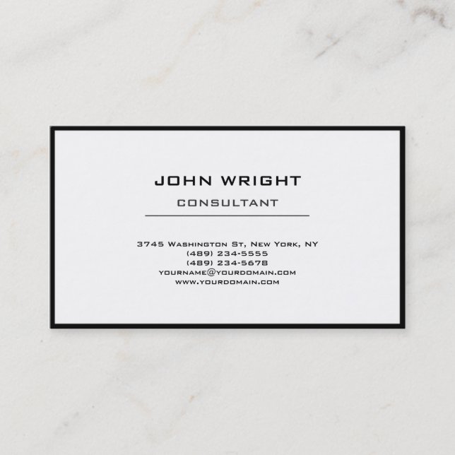 Modern Plain Simple White Attractive Stylish Business Card (Front)