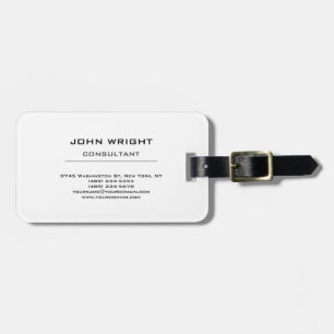 Modern Plain Simple White Attractive Stylish Luggage Tag