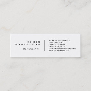 Modern Plain Simple White Skinny Business Card