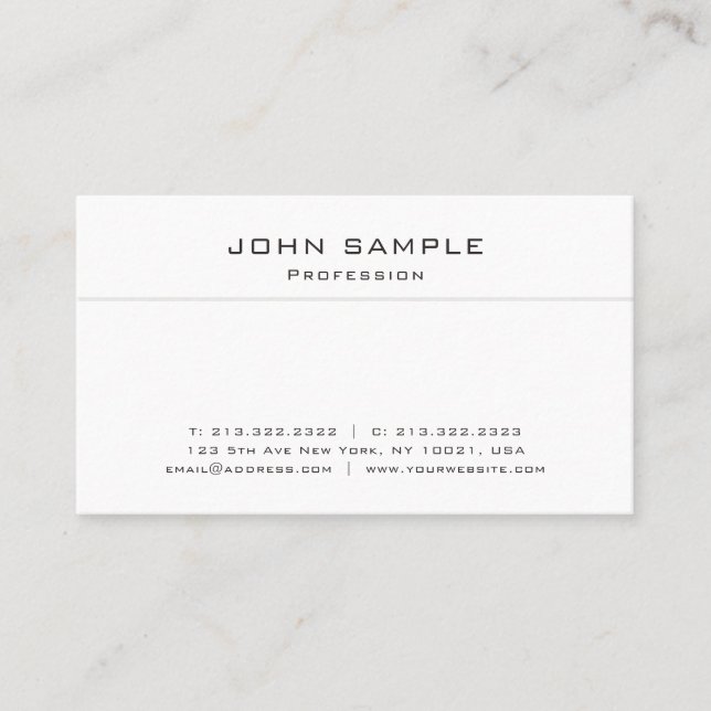Modern Plain Trendy Professional Elegant Matte Business Card (Front)