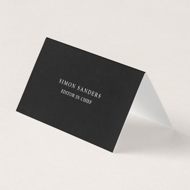 Modern Plain Unique Minimalist Black Business Card (Front)