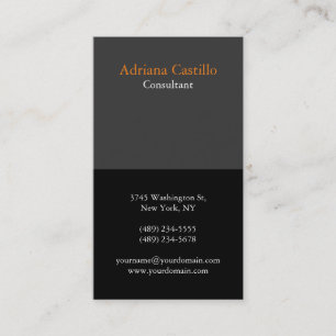 Modern Plain Vertical Black Grey Unique Design Business Card