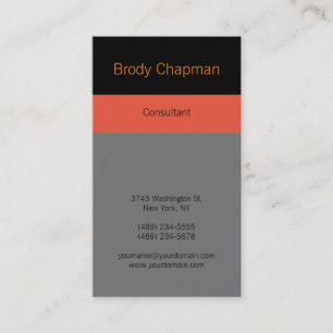 Modern Plain Vertical Black Red Grey Unique Design Business Card