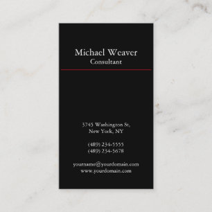 Modern Plain Vertical Black White Red Unique Business Card