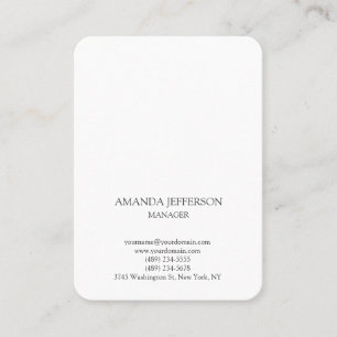 Modern plain vertical minimalist black & white business card