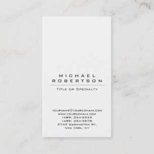Modern Plain Vertical White Unique Business Card