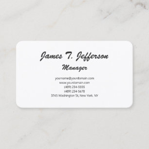 Modern plain white minimalist script handwriting business card