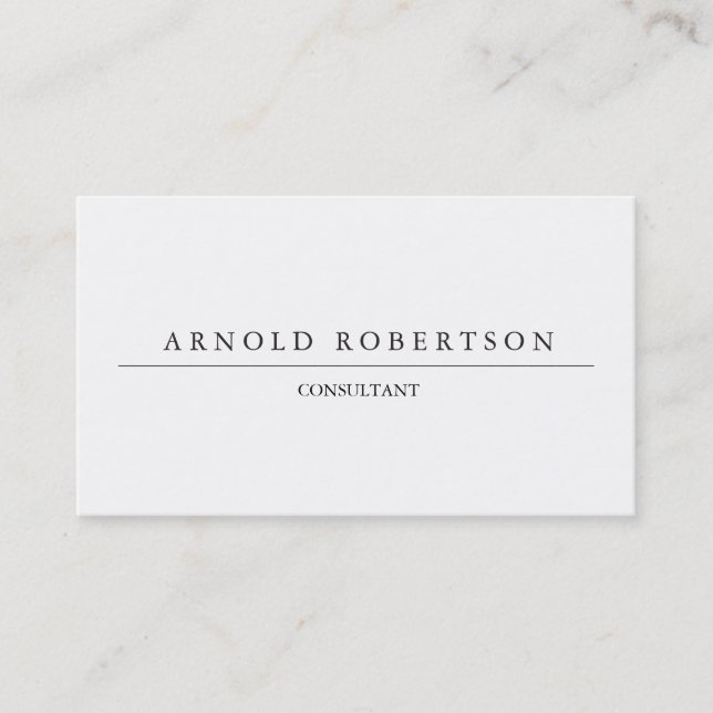 Modern Plain White Professional Business Card (Front)