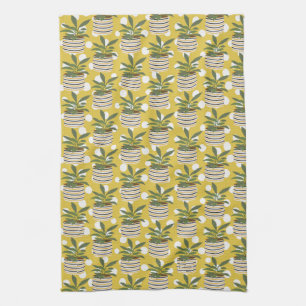 Modern Plants Decor Gold Sage Green  Tea Towel