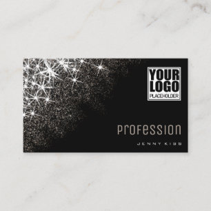 Modern Platinum Silver Glitter Custom Logo Elegant Business Card