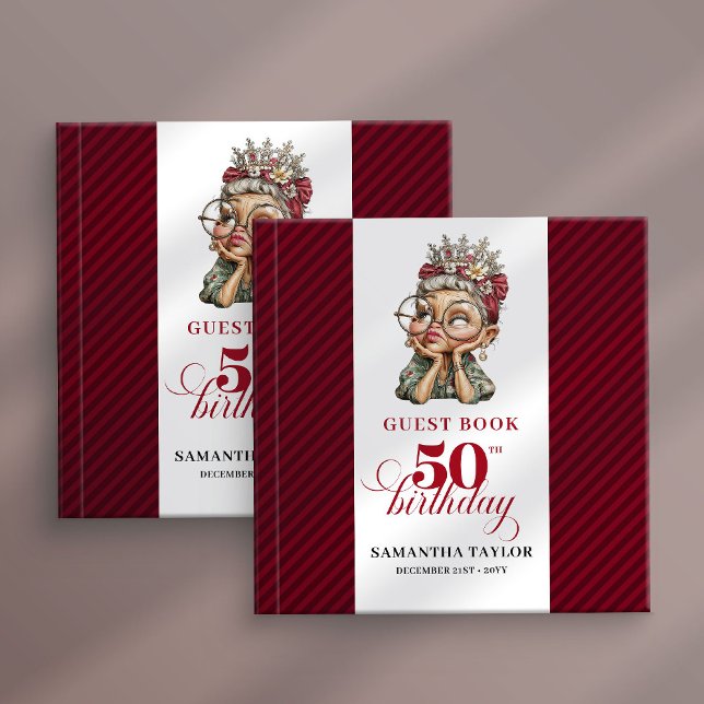 Modern playful 50th birthday woman guest book (Modern playful 50th birthday woman guest book)