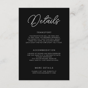 Modern Playful Calligraphy Wedding Details Enclosure Card