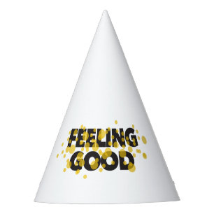Modern, playful, cheerful design of Feeling Good Party Hat