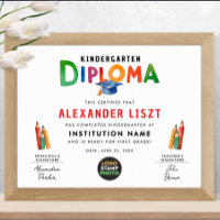 Modern Playful Colourful Typo Kid Grad Diploma Log