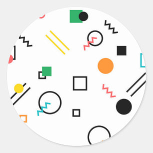 Modern, playful, cool, trendy, Memphis geometric Classic Round Sticker