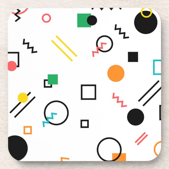 Modern, playful, cool, trendy, Memphis geometric Coaster (Front)