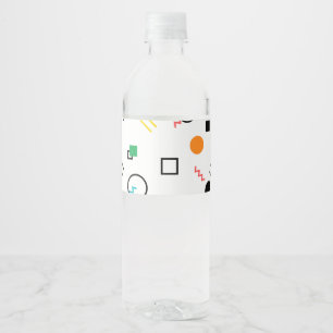 Modern, playful, cool, trendy, Memphis geometric Water Bottle Label